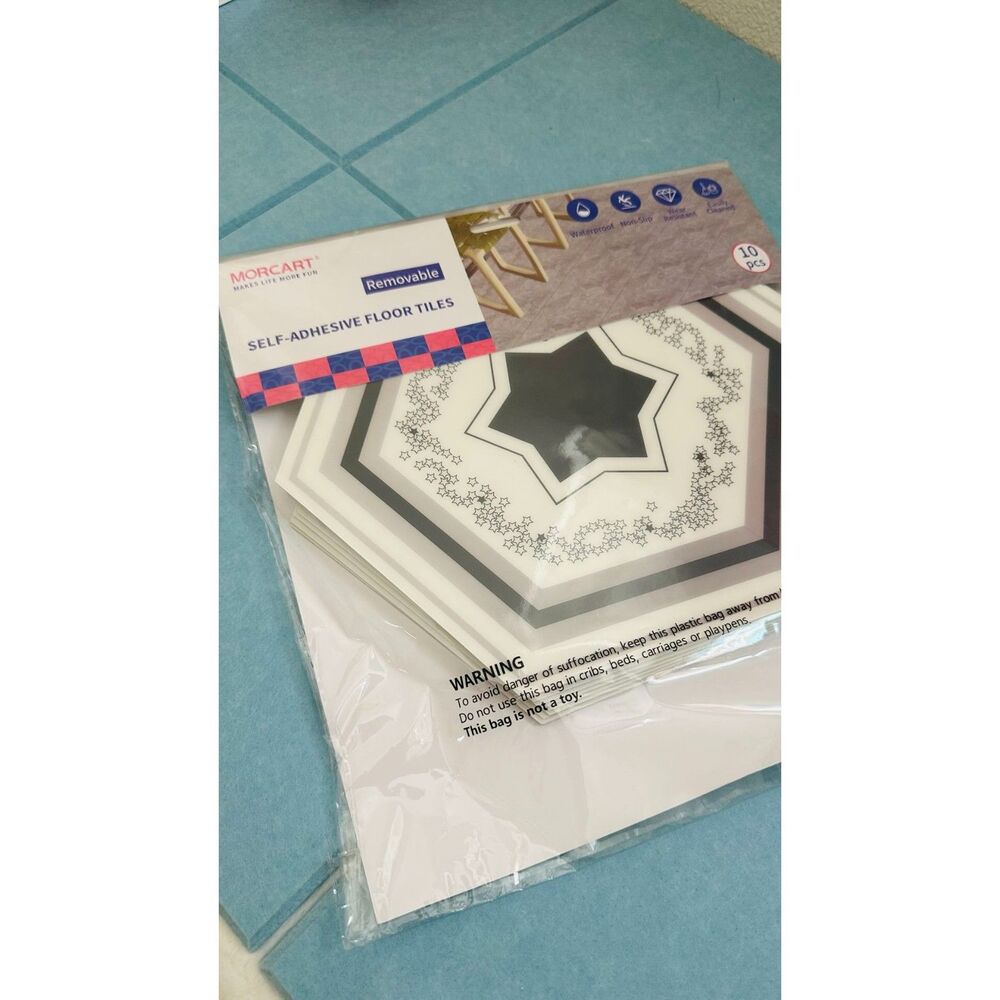 MORCART Removable Self-Adhesive Floor Tiles 10PCS/Pack